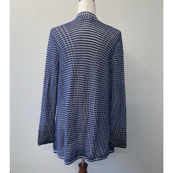 Nic+Zoe Cardigan Sweater Womens Size XL Blue White Stripe Knit Open Front NWT - Picture 2 of 8
